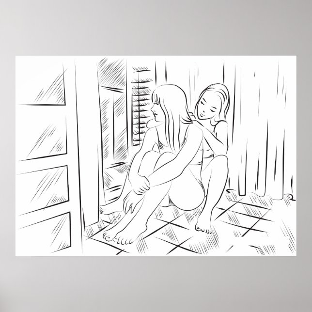 Lesbian lust line art poster (Front)