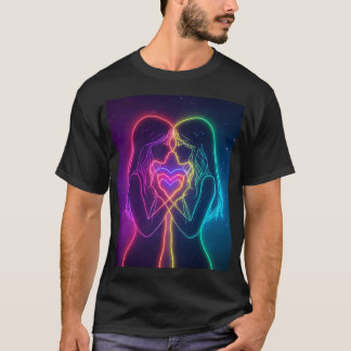 Lesbian Neon Hearts T-Shirt