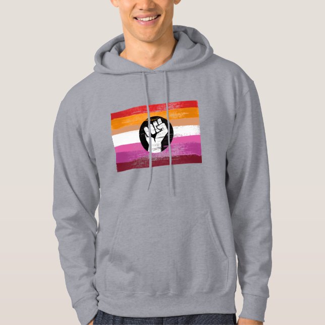 Lesbian Painted Protest Flag Hoodie (Front)