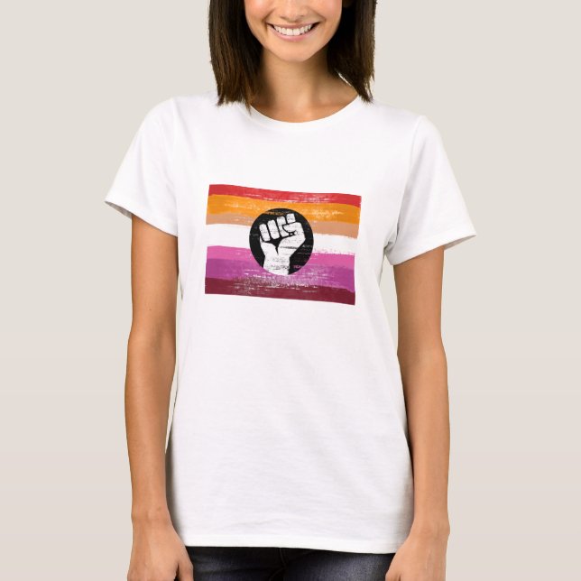 Lesbian Painted Protest Flag T-Shirt (Front)