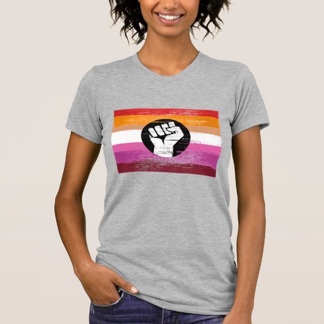 Lesbian Painted Protest Flag T-Shirt (Front)