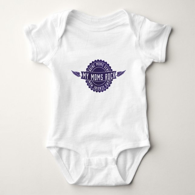 Lesbian Parents My Mum's Rock Emblem Purple Baby Bodysuit (Front)