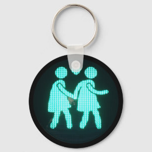 Lesbian Pedestrian Signal Keychain (Button Style)