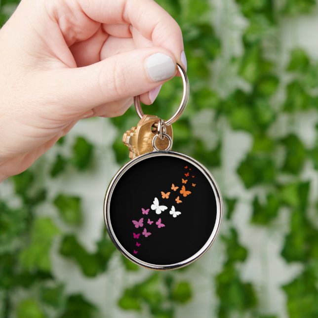 Lesbian Pride Butterfly Trail Key Ring (Hand)