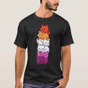 Lesbian Pride Cat Lgbt Gay Flag Cute Hers And Hers T-Shirt