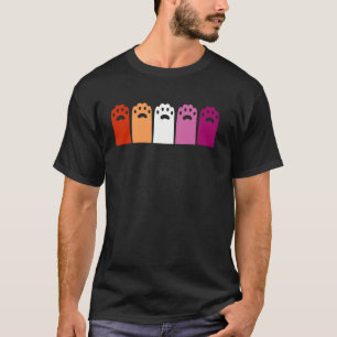 Lesbian Pride Cat Paw Prints Cute LGBTQ Animal Lov T-Shirt