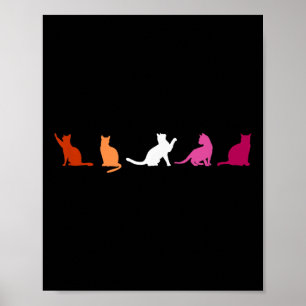 Lesbian Pride Cats, Cute Wlw Lgbtq, Subtle Lgbt Fe Poster