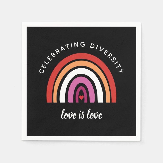 Lesbian Pride Celebrating Diversity Love Is Love Napkin (Front)