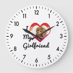 Lesbian Pride Custom Photo I Love My Girlfriend Large Clock