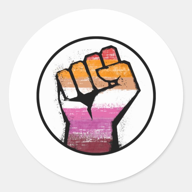 Lesbian Pride Fist Circle Classic Round Sticker (Front)
