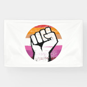 Lesbian Pride Fist Circle Print Banner
