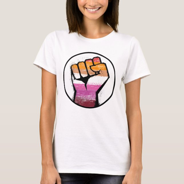 Lesbian Pride Fist Circle T-Shirt (Front)
