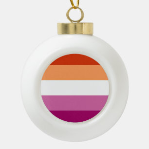 Lesbian Pride Flag (5 Stripes) Ceramic Ball Christmas Ornament