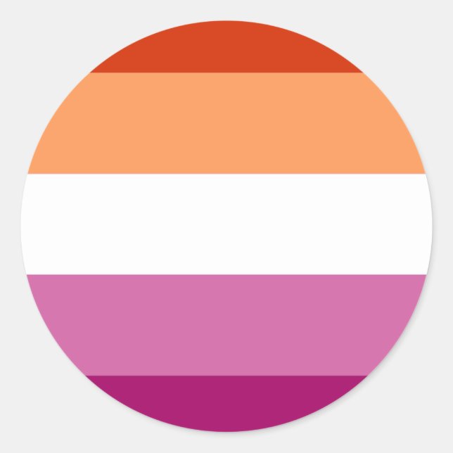 Lesbian Pride Flag (5 Stripes) Classic Round Sticker (Front)