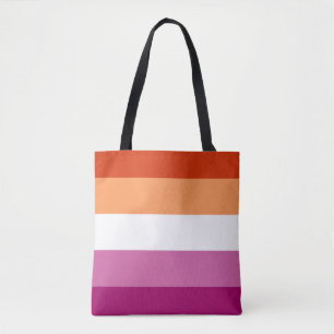 Lesbian Pride Flag (5 Stripes) Tote Bag