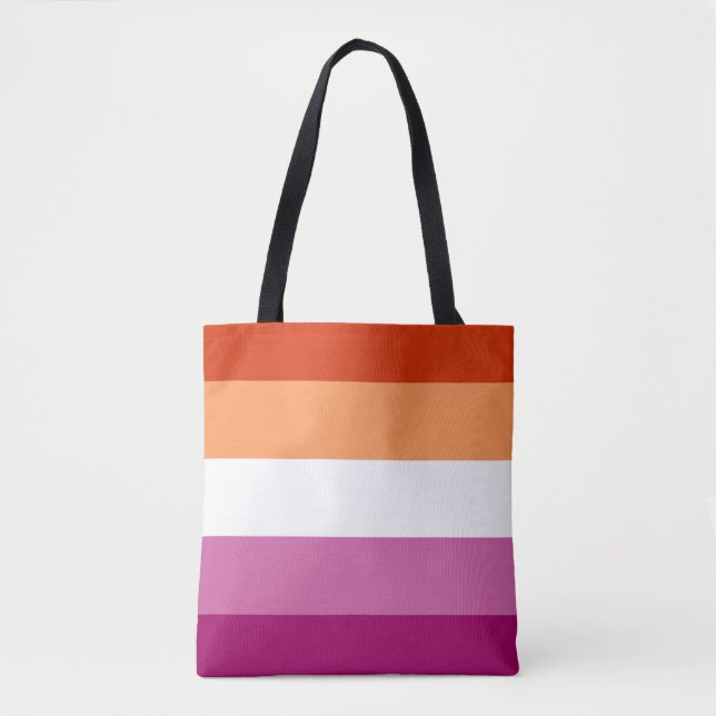 Lesbian Pride Flag (5 Stripes) Tote Bag (Front)
