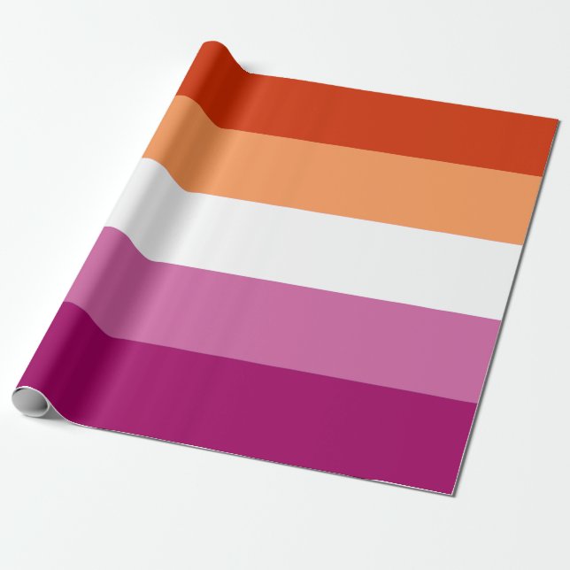 Lesbian Pride Flag (5 Stripes) Wrapping Paper (Unrolled)