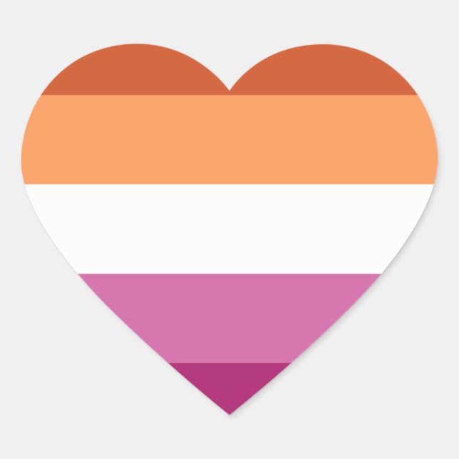 Lesbian Pride Flag Colours Heart Sticker (Front)