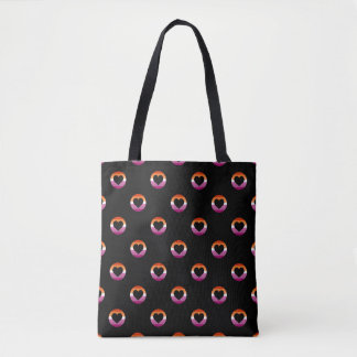 Lesbian Pride Flag Hearts LGBTQIA+ Pride 2024 Tote Bag