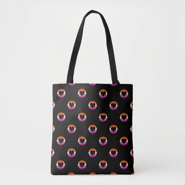 Lesbian Pride Flag Hearts LGBTQIA+ Pride 2024 Tote Bag (Front)