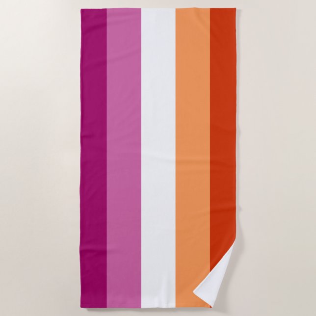 Lesbian Pride Flag LGBTQ Beach Towel (Front)