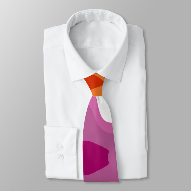 Lesbian Pride Flag Paint Swirl Art Neck Tie (Tied)