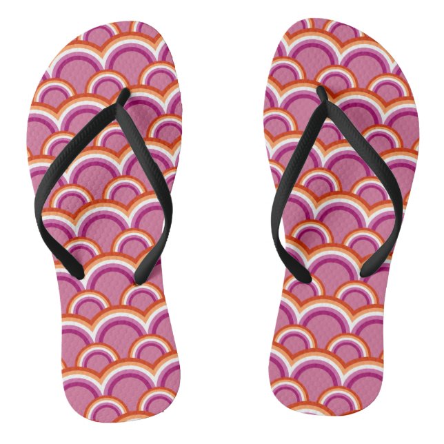 Lesbian pride flag rainbow pattern thongs (Footbed)