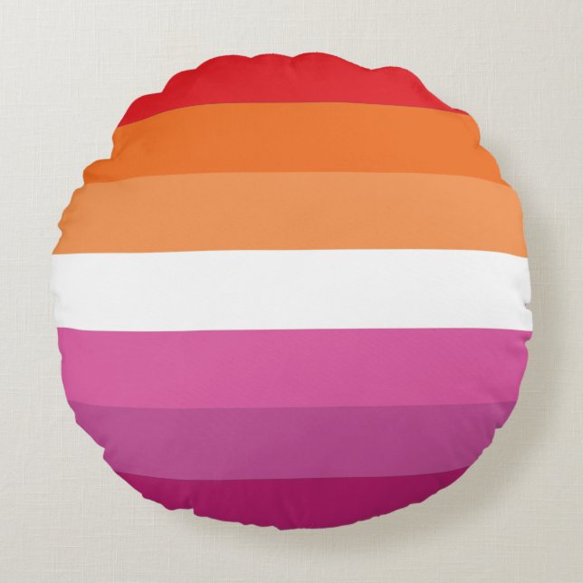 Lesbian Pride Flag Round Cushion (Front)