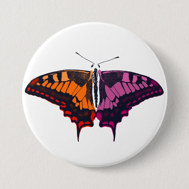 Lesbian Pride Flag Swallowtail Butterfly 7.5 Cm Round Badge (Front)