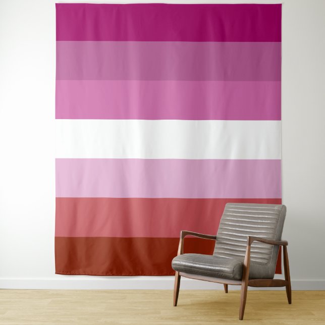 Lesbian Pride Flag Vertical Tapestry (In Situ)