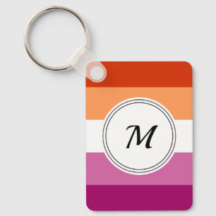 Lesbian pride flag with a custom initial keychain