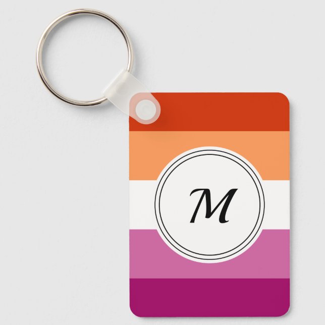 Lesbian pride flag with a custom initial keychain (Front)