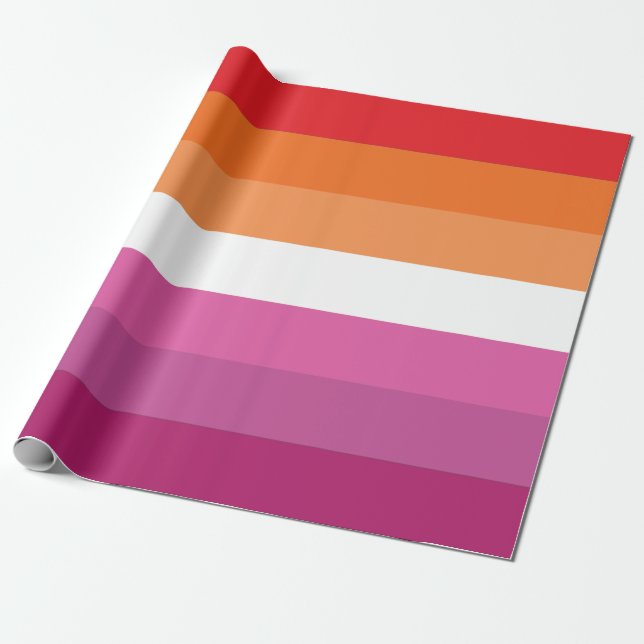 Lesbian Pride Flag Wrapping Paper (Unrolled)