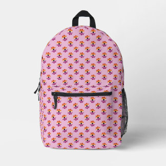 Lesbian Pride Flower Pattern LGBTQIA Pride 2024 Printed Backpack