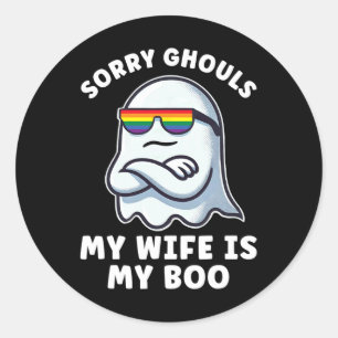 Lesbian Pride Halloween Ghost Women My Wife Is My Classic Round Sticker