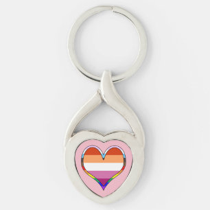 Lesbian Pride Heart Key Ring