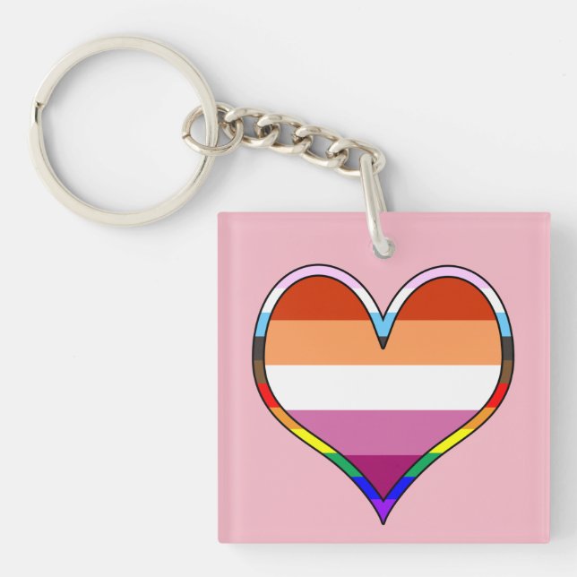 Lesbian Pride Heart Keychain (Front)