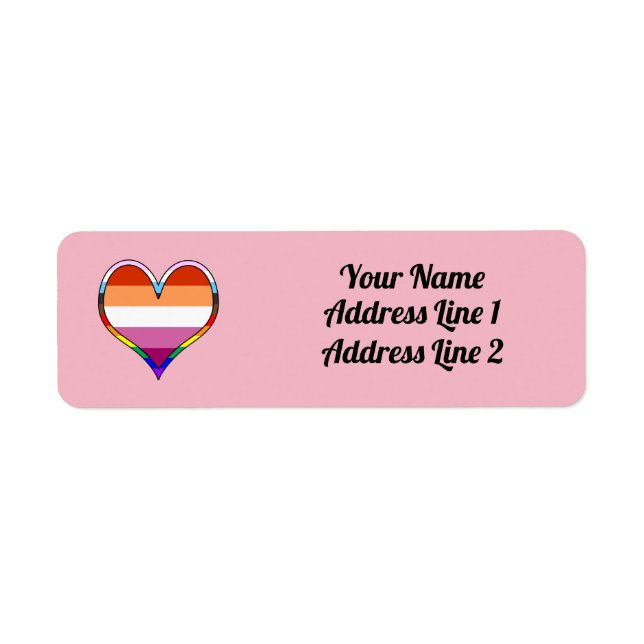 Lesbian Pride Heart Label Return Address Label (Front)