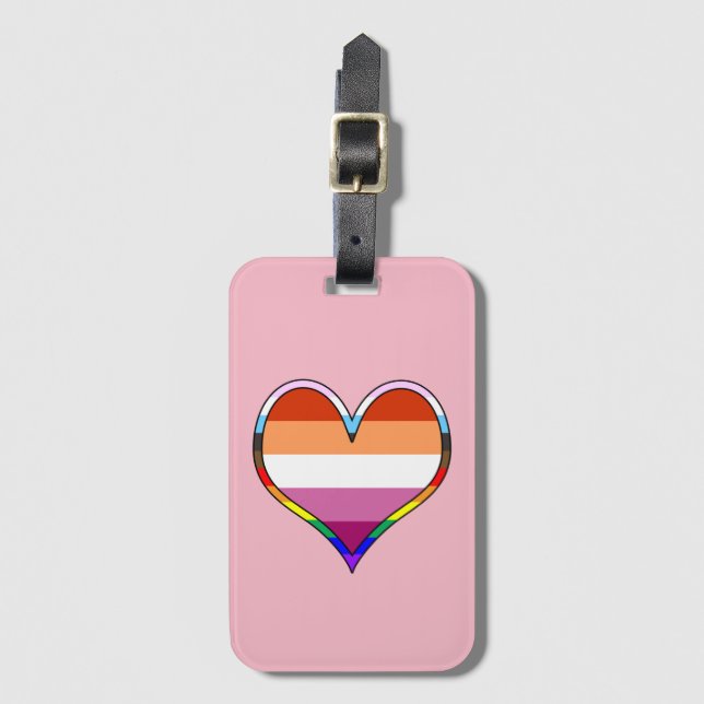 Lesbian Pride Heart Luggage Tag (Front Vertical)