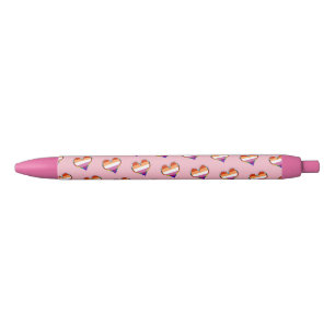 Lesbian Pride Heart Pattern Black Ink Pen