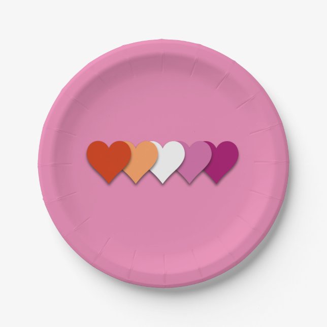Lesbian pride hearts paper plates (Front)