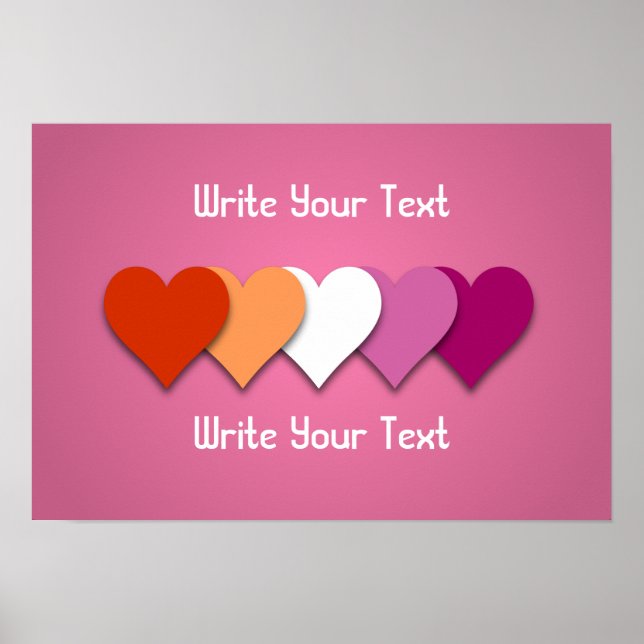 Lesbian pride hearts with custom text poster (Front)