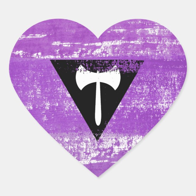 Lesbian Pride Paint (Labrys) Heart Sticker (Front)
