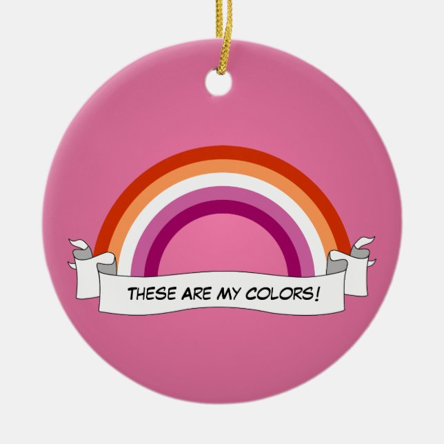 Lesbian pride pride rainbow ceramic ornament (Front)