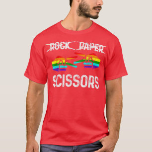 Lesbian Pride Rock Paper Scissors Funny LGBTQ Rain T-Shirt