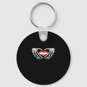 Lesbian Pride Skeleton Halloween Wlw Goth Heart Cl Key Ring
