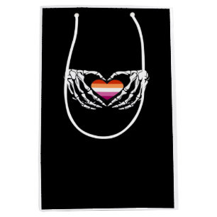 Lesbian Pride Skeleton Halloween Wlw Goth Heart Cl Medium Gift Bag