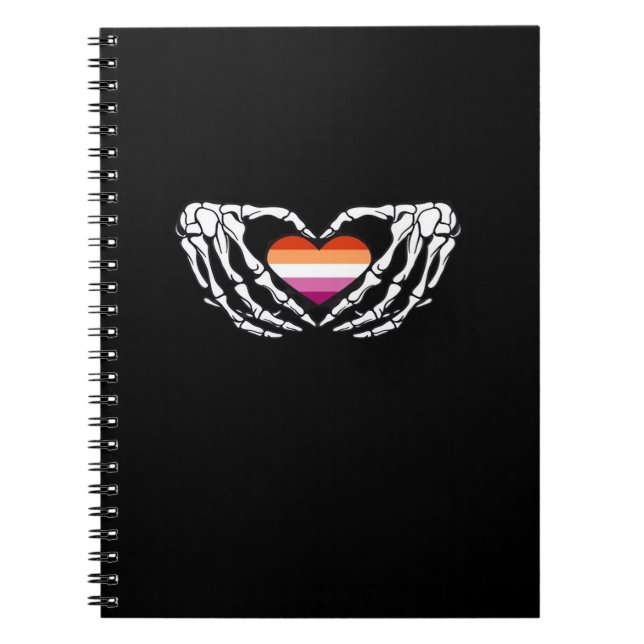 Lesbian Pride Skeleton Halloween Wlw Goth Heart Cl Notebook (Front)