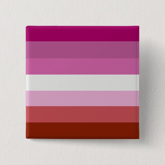 LESBIAN PRIDE STRIPES 15 CM SQUARE BADGE (Front)