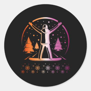 Lesbian Pride Subtle Lgbtq Snowboarding Winter Out Classic Round Sticker